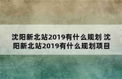 沈阳新北站2019有什么规划 沈阳新北站2019有什么规划项目